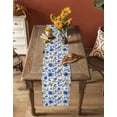 thumbnail image 5 of Blue Flower Table Runner 120 Inches, Pink Botanical Blossoming Floral Plant Bed Runner Dresser Scarves Tabletop for Indoor Outdoor Parties/Ceremony/Banquet, 13"x 120", 5 of 8