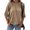 Khaki, variant on Langwyqu Women's Crew Neck T Shirt Half Sleeve 3/4 Sleeve Pleated Basic Tops