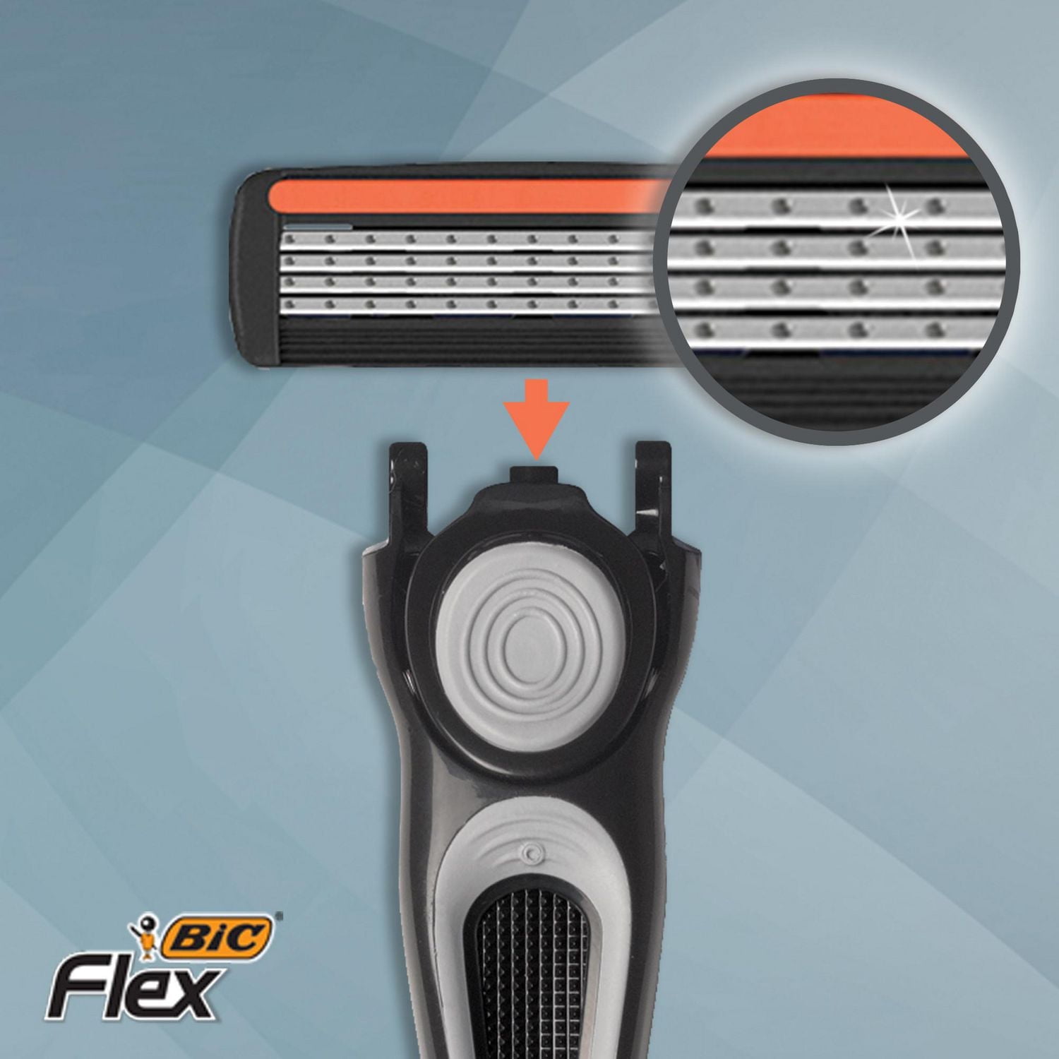 Rasoirs rechargeables BIC Flex 4 pour hommes, lames de rasoir à 4 lames durables pour un rasage lisse et confortable, 1 manche et 4 cartouches, kit de rasage 5 pièces.