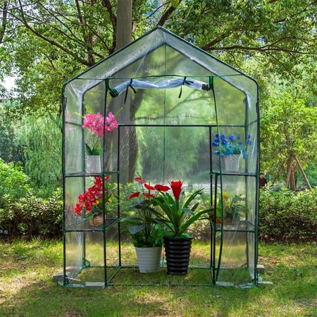 Mini Walk-in Greenhouse Indoor Outdoor -2 Tier 4 ShelvesMini Greenhouse...