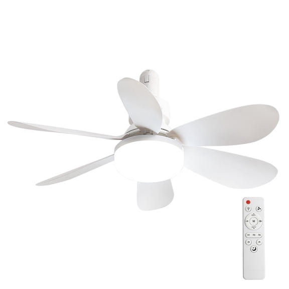 Sofucor Socket Fan Light with White, 20” Screw Ceiling Fans with Lights, E26 Base Small Ceiling Fan, Dimmable Socket Fan Ceiling Fan with Light