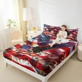 thumbnail image 4 of Feelyou Cartoon Eagle Child Twin Sheet Sets, July Fourth Twin Fitted Sheet, Retro American Flag Flat Sheet, Ultra Soft Bedroom Decor, 3pcs, 4 of 7