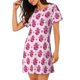 thumbnail image 2 of Easygdp Groovy Pink Disco Balls Camisón de manga corta para mujer, informal, estampado, 2 of 6