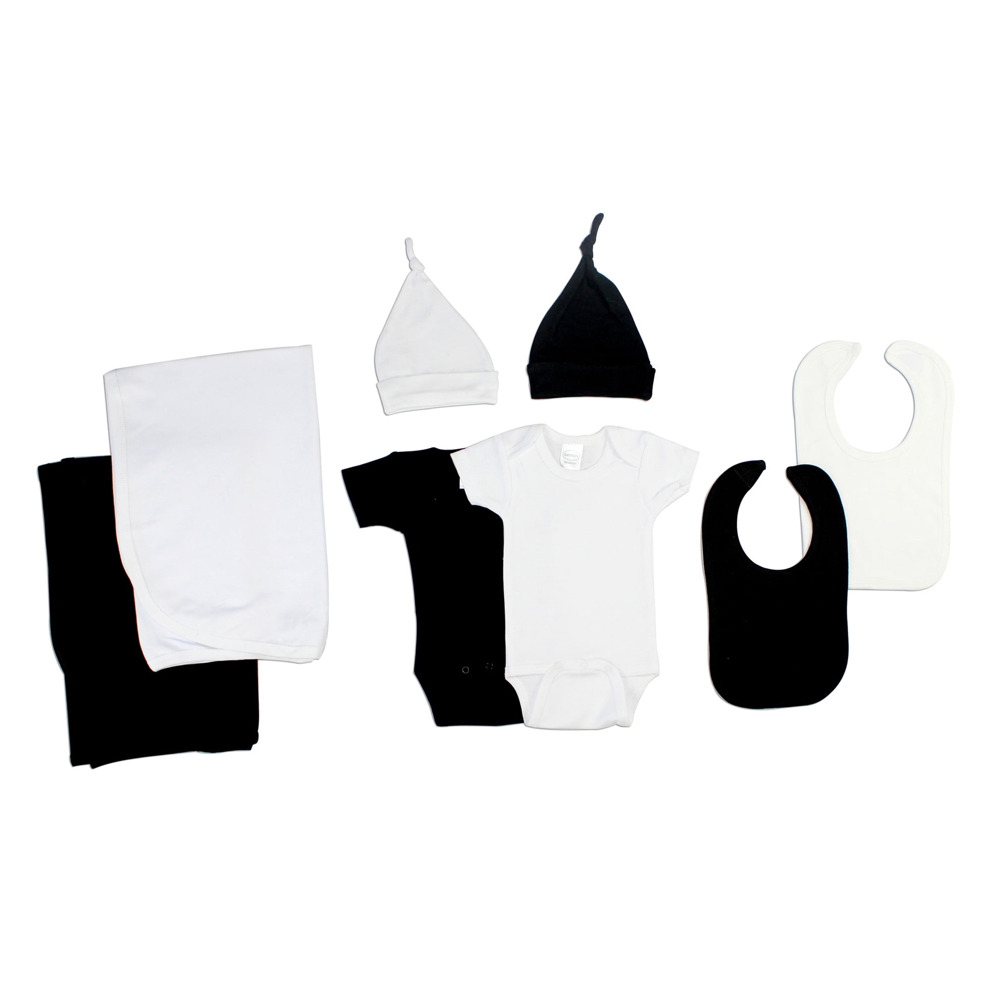 Bambini Black & White Newborn Baby Shower Layette Gift Set, 8pc (Baby Boys Or Baby Girls, Unisex)