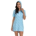 thumbnail image 2 of HDE Women's Short Sleeve UPF 50 Beach Coverup Dress with Hood Teal Paisley XXL, 2 of 6