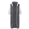 thumbnail image 4 of Womens Long Jacket Trendy Color-blocking Plus Size Fleece Long Sleeve Hooded Outerwear Fall Winter Thick Warm Soft Lightweight Casual Comfortable Plush Coat, 4 of 4