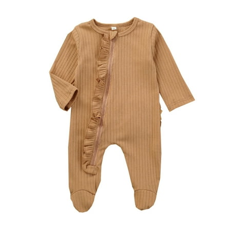 

Huakaishijie Newborn Baby Boys Girls Romper Footie Pajamas Ribbed Sleepers Zip-Front Jumpsuit Pjs