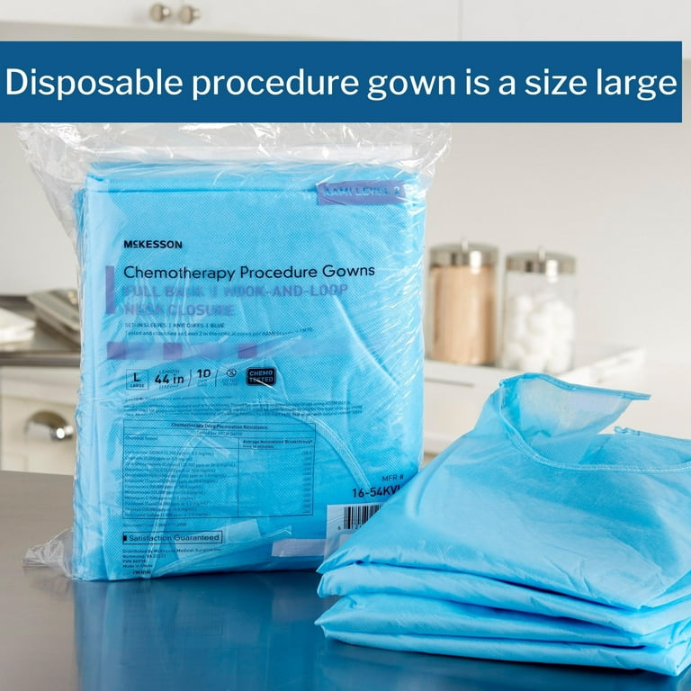 Protective Procedure Gown McKesson Adult One Size Fits Most Blue NonSterile; Full back; Case/50 Protective Procedure Gown McKesson Adult One Size Fits Most Blue NonSterile; Full back; Case/50