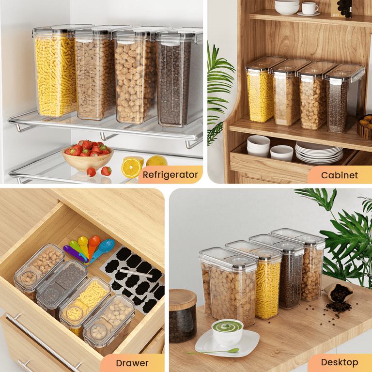 4 Pack Airtight Food Storage Containers with Lids 4L 135.2oz Plastic Kitchen and Pantry Organization Canisters for Cereal Dry Food Flour and Sugar