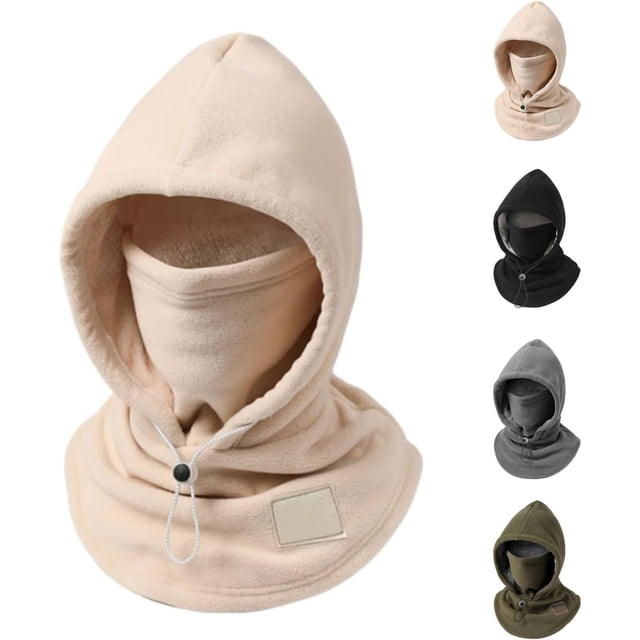 One-Piece Windproof Flannel Warm Mask Hat, Cold Weather Neck Gaiter for Outdoor Cycling, Fall Winter for Men Women