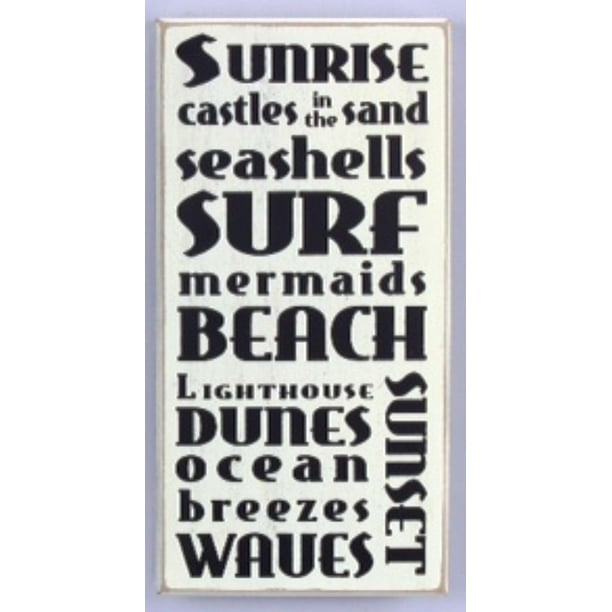 Beach Words Surf Sunset Ocean Breezes, Distressed Coastal Wooden Signs