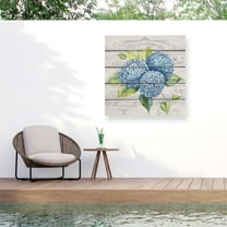 Jean Plout 'Blue Hydrangeas' Outdoor All-Weather Wall Decor