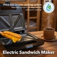 thumbnail image 4 of OVENTE Electric Sandwich Maker with Non-Stick Plates, Indicator Lights, Cool Touch Handle, Easy to Clean and Store, Perfect for Cooking Breakfast, Grilled Cheese, Tuna Melts and Snacks, Black GPS401B, 4 of 7