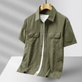 thumbnail image 2 of Cargo Shirt for Men Short Sleeve Multi-Pocket Summer, Casual Button Down Shirt Tops, Green, 2 of 8