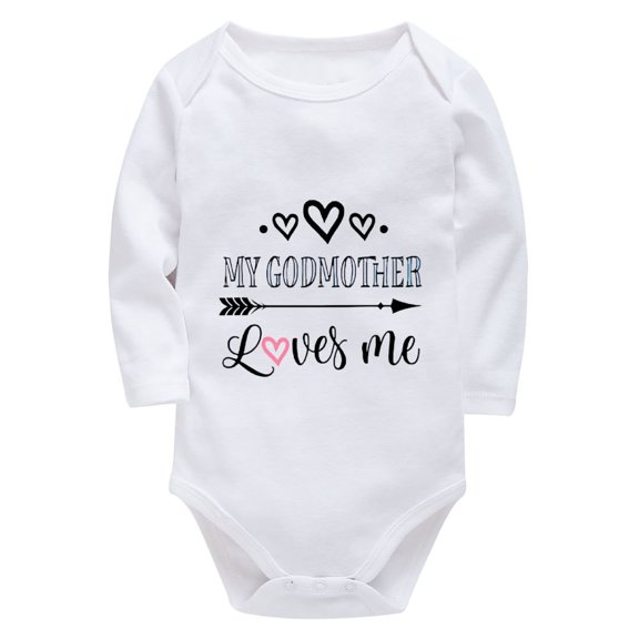 My Godmother Loves Me Unisex Onsies Long Sleeve Baby Girl Welcome Home Outfit Newborn White Boys Baby Clothes 0-3 Months