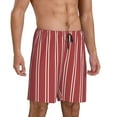 thumbnail image 2 of Kdxio Stripes Red White Print Mens Sleep Shorts Bottoms Soft Comfy Pajama Wear Pants with Drawstring Pockets, 2 of 7