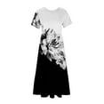 thumbnail image 3 of Charella Dresses for Women 2024 Short Sleeve Loose Fit Crewneck Dresses with Two Pockets Spring and Summer Dress,Multicolor,S, 3 of 4