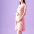 thumbnail image 3 of breaise Nursing Nightgown Dress, Women 3 in 1 Delivery/Labor/Nursing Nightgown Short Sleeve Pleated Maternity Sleepwear for Breastfeeding, 3 of 3