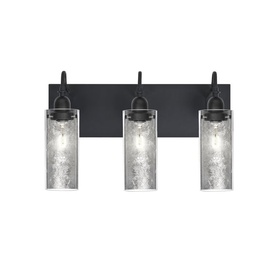 3WG-DUKESF-BK-Besa Lighting-Duke - Three Light Bath Vanity-Silver Foil Glass Color