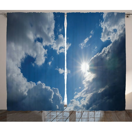 Apartment Decor Curtains 2 Panels Set, Clear Weather Sky Sun On Sky With Clouds, Solar Of Clean Energy Power Artwork, Living Room Bedroom Accessories, By (Best Solar Energy Panels)