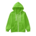 thumbnail image 4 of Gelikeya Toddler Zip Up Hoodie Boys Girls Size 7-8 Long Sleeve Solid Color Sweatshirts Soft and Comfortable Hooded Fall Winter Outfits (#02 Green, 7-8 Years), 4 of 5