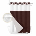 thumbnail image 2 of Solid Brown No Hook Shower Curtain Waterproof,Bathroom Curtains with Snap in Liners and See Through Top Window,Vintage Minimalism Abstract Denim Pattern Hotel Style Bathtub Curtains Shower 72"Wx96"L, 2 of 8