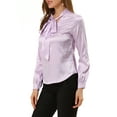 thumbnail image 5 of INSPIRE CHIC Women's Irregular Dotted Work Long Sleeve Tie Neck Blouse M Purple, 5 of 7