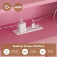 thumbnail image 6 of Full Bed Frame with LED Light & Charging Station, Modern Velvet Upholstered Platform Bed with Storage Headboard,4 Drawers, Noise-Free, No Box Spring Needed,Pink, 6 of 8
