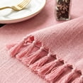 thumbnail image 5 of Sm:)e Pink Tassel Table Runner, 13x36 Inches, Boho Linen Blend Rustic Farmhouse Style, Holiday Wedding Party Kitchen Table Decor, 5 of 6