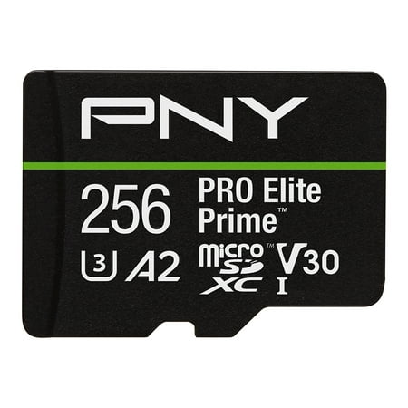PNY 256GB PRO Elite Prime™ C10 U3 V30 A2 microSDXC Flash Memory Card – Ultra-Fast Speeds, Read 200MB/s, Write 150MB/s, 4K UHD, Full HD, UHS-I, For Smartphones, Drones, Action Cameras