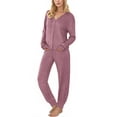 thumbnail image 4 of UVN Pajamas Sets for Women Long Sleeve Button Down Tops and Pants 2 Piece Outfit Fall Sleepwear Pjs Lounge Sets with Pockets, 4 of 9