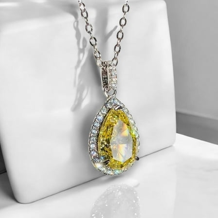 Pear-Shaped Yellow Zirconia Necklace – Luxury Wedding & Engagement Jewelry