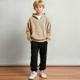 thumbnail image 3 of Cethrio Hoodies for Boy Size 10-12, Pullover Casual Long Sleeve Half-zip Boys Sweatshirts Beige, 3 of 4