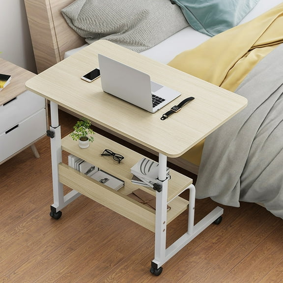 AOJA Lap Desks with storage, Adjustable Movable Laptop Computer Desk for Bed Sofa Small Space Maple for Adults and Kids