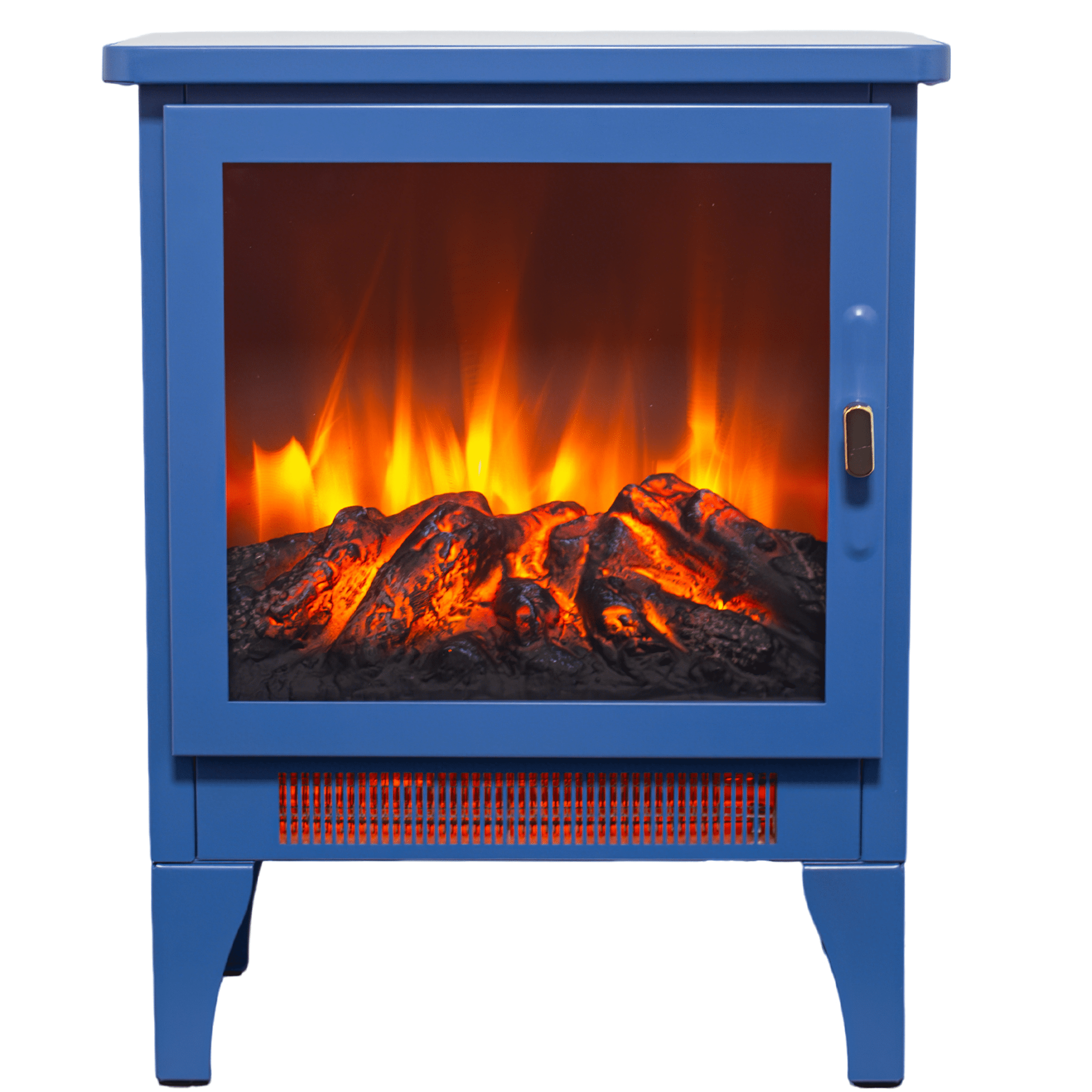 Electric Fireplace Stove Heater, PAPROOS 17" Freestanding Fireplace Stove, 3D Realistic Flame Effect, Fireplace Heater for Home Bedroom,Overheat Protection, CAS Certified, 1400W/700W, Classic Blue