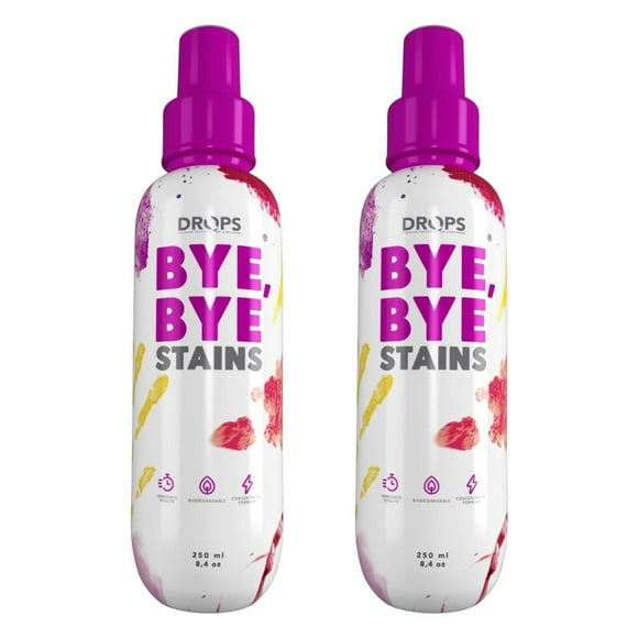 Drops Bye Bye Manchas. 250 ml Anti manchas. Quita manchas ropa. Lava alfombras y tapicería. Limpiador de sillones de tela. Quitamanchas axilas ropa desodorante y sudor. Biodegradable