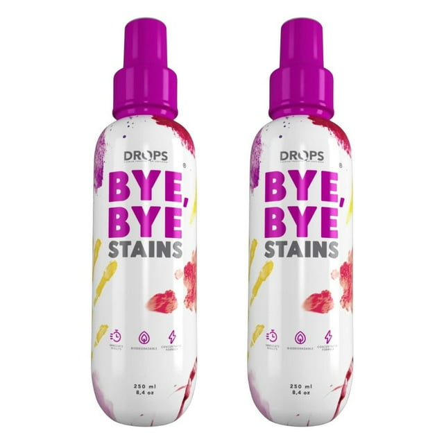 Drops Bye Bye Manchas. 250 ml Anti manchas. Quita manchas ropa. Lava alfombras y tapicería. Limpiador de sillones de tela. Quitamanchas axilas ropa desodorante y sudor. Biodegradable