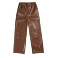 thumbnail image 2 of Rolanko Girls Faux Leather Pants Straight Wide Leg Streetwear Trousers with Pockets Kids Pants 4-14 Years, 2 of 5