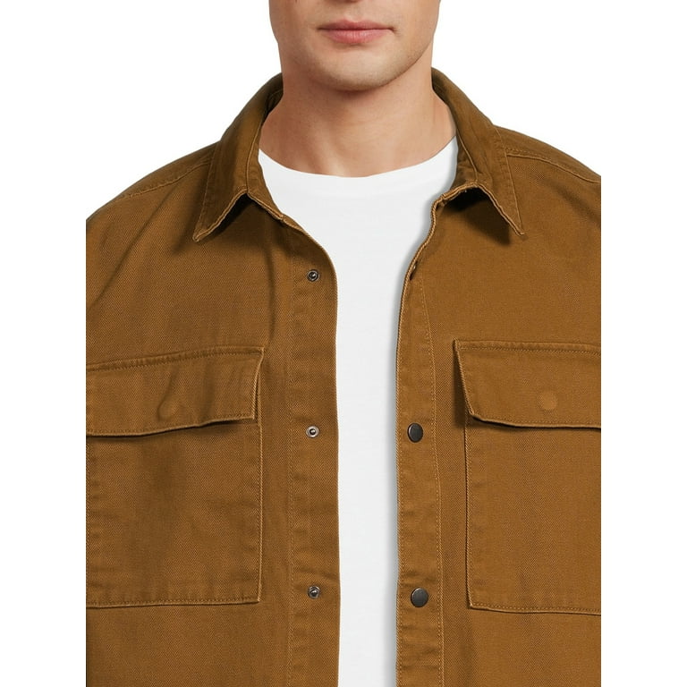No Boundaries Men's and Big Men's Twill Shirt Jacket, Sizes up to