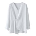 thumbnail image 3 of Bcfgryg Male Autumn Casual Loose Irregular Shirt Collarless Long Sleeve Shirt Blouse Men’S Dress Shirts White, 3 of 5