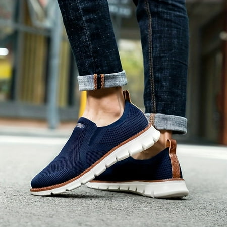 

Men s Knitted Breathable Skate Shoes Fashionable Non-Slip Smart Casual Shoes Men s Footwear