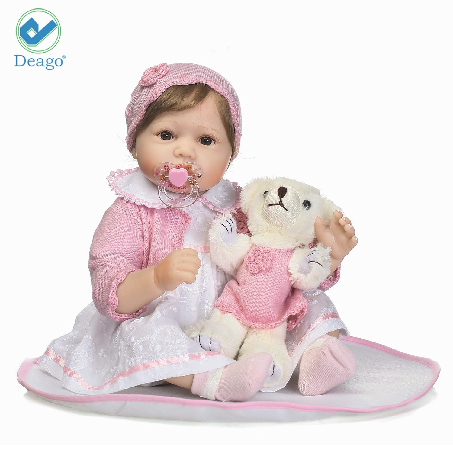 22" Vinyl Reborn Baby Dolls Lifelike Newborn Silicone Girl Doll Toy Xmas Gift 