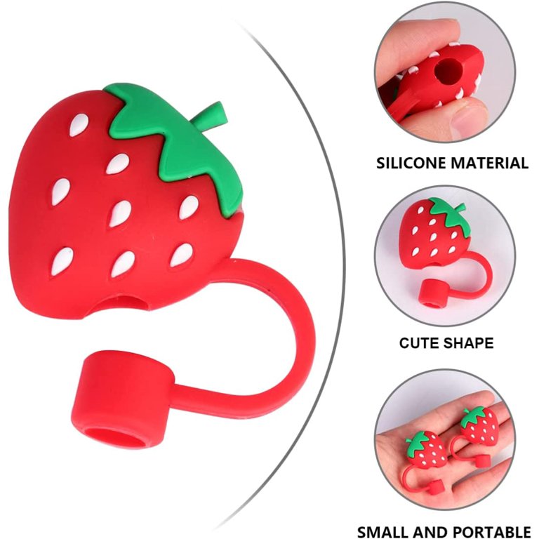 1PC Transparent Glass Drinking Straws Cute Fruit Strawberry Glass