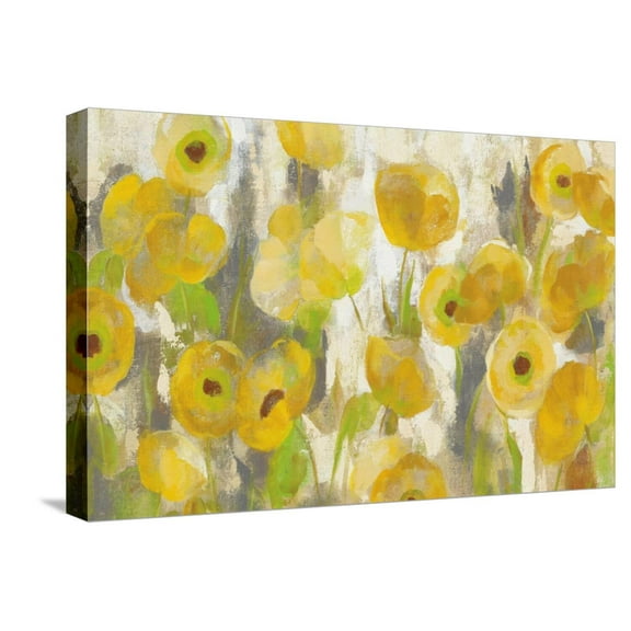 Art.com Floating Yellow Flowers I Crop Stretched Canvas Print Wall Art by Silvia Vassileva, 24" x 16"