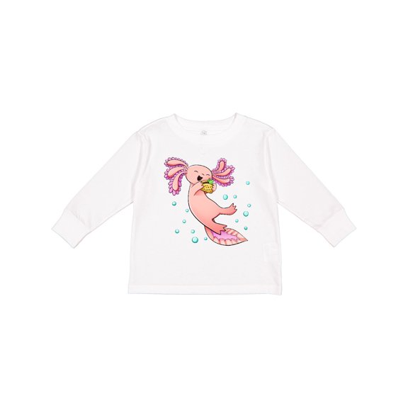 Inktastic Cute Axolotl Loves Tacos Boys or Girls Long Sleeve Toddler T-Shirt