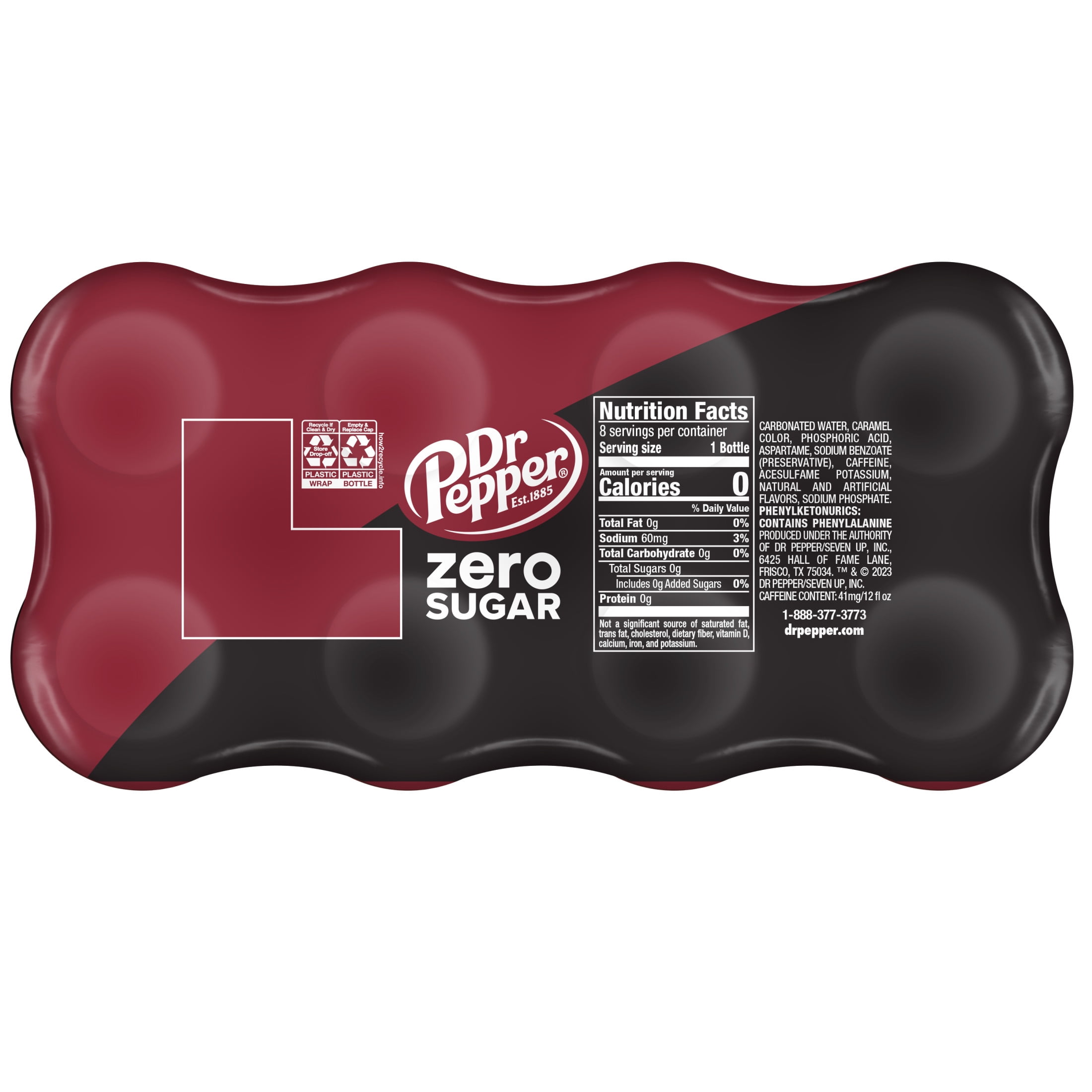 Dr Pepper Zero Sugar Soda Pop, 12 fl oz, 8 Pack Bottles