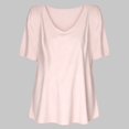 thumbnail image 2 of HuangHuanChen Women's Short Sleeve T Shirt V Neck Oversized Tshirt for Women Casual Loose Fit Basic Tee Solid Color Tshirt Shirt Pink M, 2 of 7