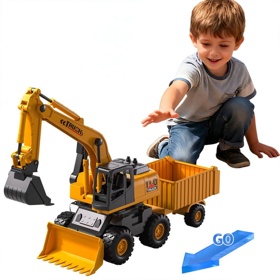 Lucky Doug Construction Truck Toy for Kid Ages 3-5-8, 3 IN 1  Construction Truck Set - Excavators, Dump Trucks, Bulldozers