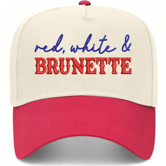 Red, White, & Brunette Hat (Red/Natural)