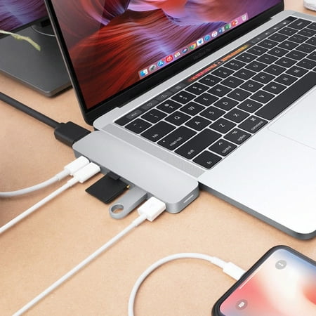 Hyper - DUO 7-Port USB-C Hub - USB-C Docking Station for Apple MacBook Pro and Air - Silver